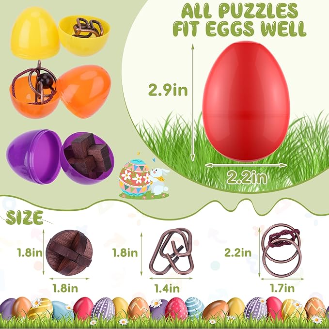 16 Pack Easter Eggs Filled with Brain Teaser Puzzles, Easters Egg Stuffers for Kids Teens Boys Girls, Easter Basket Stuffers for Kids Teens Adults, Eggs Fillers Hunt Game, Classroom Prize Supplies