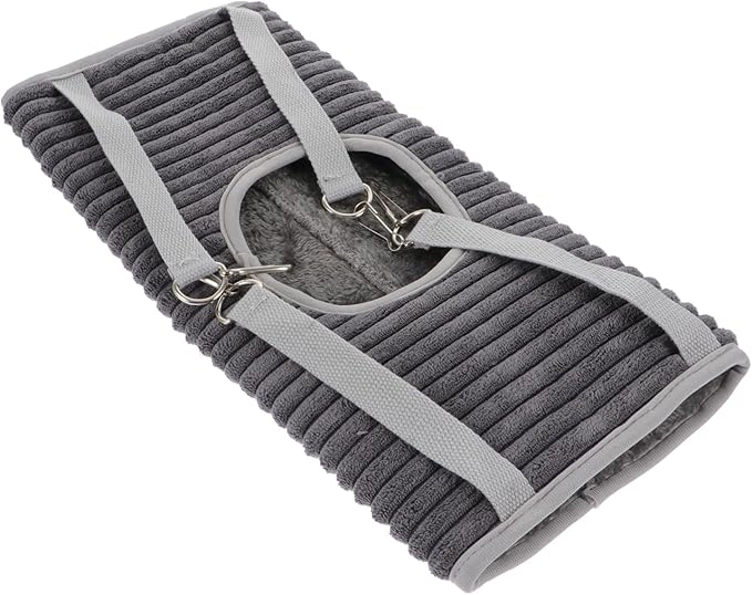 Small Pet Hanging Hammock Tunnel for Ferrets and Hamsters Grey Plush Warm Bed with Funny Tube Design Easy to Install Cage for Rest Play and Sleep