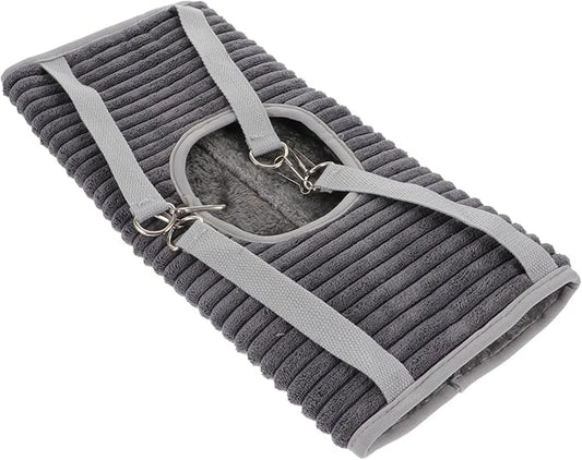 Small Pet Hanging Hammock Tunnel for Ferrets and Hamsters Grey Plush Warm Bed with Funny Tube Design Easy to Install Cage for Rest Play and Sleep