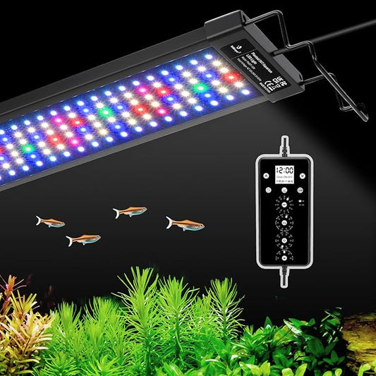 fishkeeper LED Aquarium Plant Light, 24/7 Full Spectrum Aquarium Light with 5 Nature Weather Mode, Auto On Off with Timer for 12-18 Inch Fish Tank, Adjustable Colors/Brightness with Memory Function