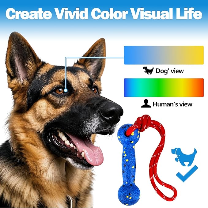 Mity rain Floating Dog Toys –E-TPU Water Pool Fetching Toy with Rope for Small Medium Large Pet, Bumper Shape Indestructible Interactive Dog Chew Toys for Summer Outdoor Training Fun (Yellow+Blue)