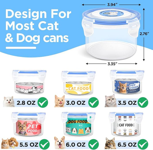 2 Pack Cat Food Can Covers Lids, Reusable Airtight Can Cover Pet Food Container - Keeps Canned Cat Food, Cat Wet Food Fresh, Odor-Free, with a SUS 304 Spoon for Easy Scooping