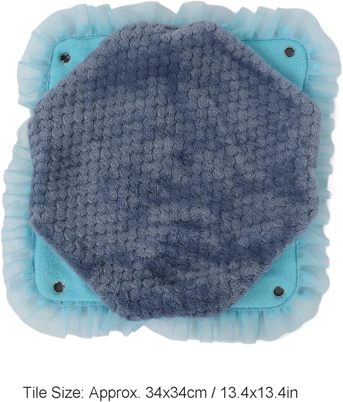 Double Layer Small Pet Swing Hammock, Hamster Double Bunkbed Hammock with 4 Hanging Chains, Soft Plush Hanging Bed for Ferret Hamster Parrots Guinea Pig (Blue)