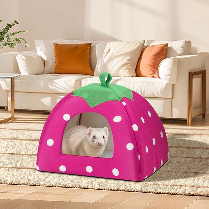 Guinea Pig Hideout Warm Fleece Small Animal Bed Washable Pet Cushion Winter Warm Sleeping Nest for Hamster Rabbit Chinchilla