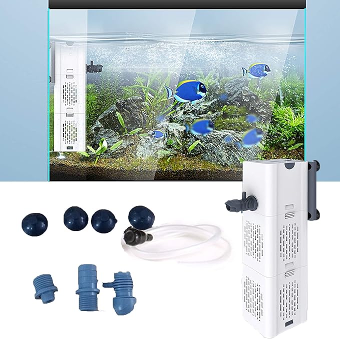 Ultra Quiet Fish Tank Filter 4-in-1 Internal Aquarium Filter ,500-1800L/H Submersible Water Filter Pump Multifunctional Filter Water Pump for Betta, Turtle, Pond fish, Garden. (25W 400GPH (1500L/H))