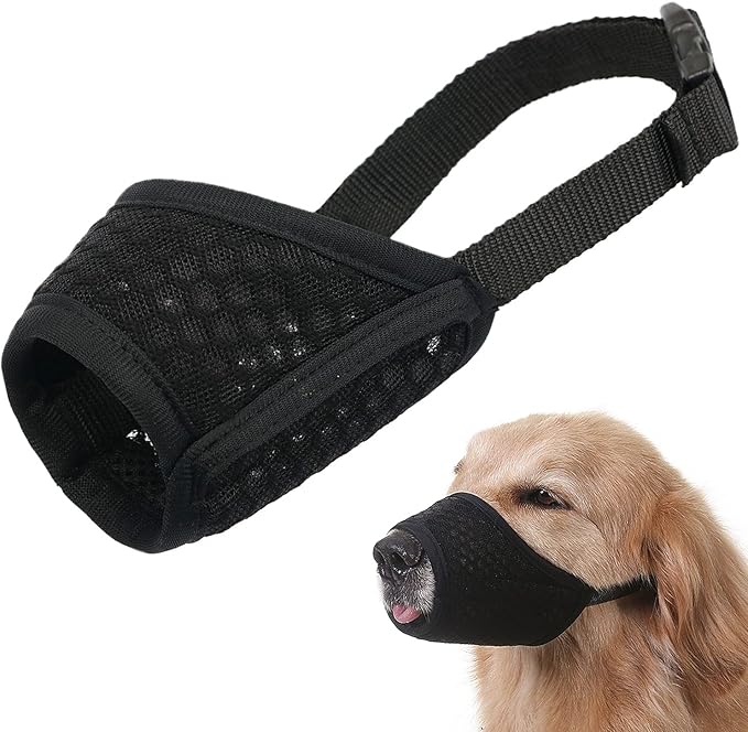 Mayerzon Dog Muzzle, Puppy Soft Mesh Muzzle for Small Medium Large Dogs Chihuahua Poodles Beagle Dachshund Corgis Labrador for Biting Chewing Grooming that Allows Panting Drinking(XL, Black)