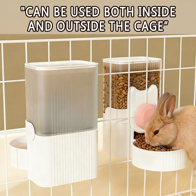 kathson Hanging Automatic Pet Food and Water Dispenser,Gravity Auto Rabbit Feeder for Cage,Guinea Pig Feeder and Waterer Set,Cat Food Bowl Dog Feeding Station for Bunny,Ferret,Chinchilla (Pink)