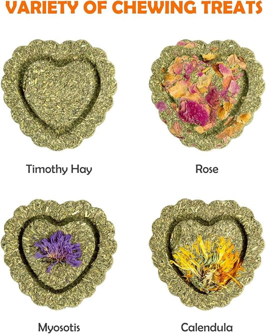 Sofier 16Pcs Timothy Hay Treats - Natural Chews for Teeth - Handmade Rabbit, Chinchilla, Gerbil, Rat, Hamster Toys - Bunny & Guinea Pig