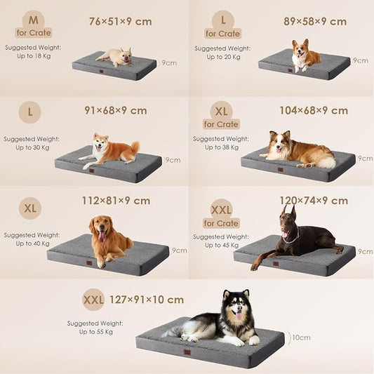 EHEYCIGA Orthopedic Dog Beds for Dogs with Removable Washable Cover for Crate,Grey, 36x27x3.5