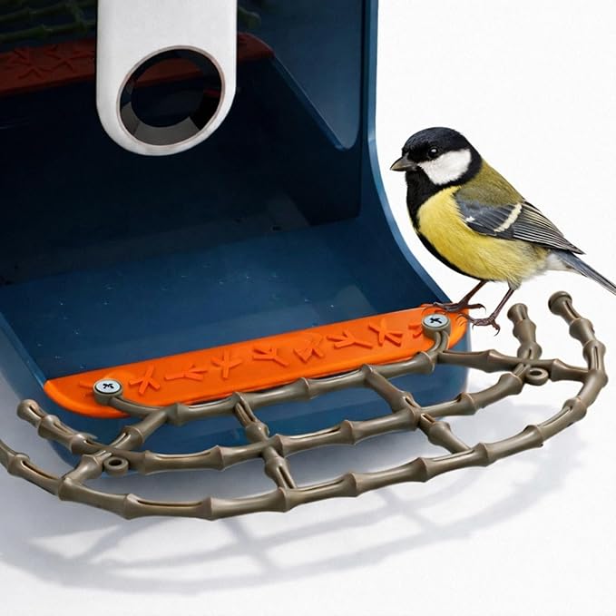 CPLIKE Bamboo Style Perch Extender for Bird Buddy Smart Feeder, Durable ABS Platform with Dual Screw Mount, DIY Expansion Holes, Extra Landing Space for Wildlife Watching & Full Body Photos