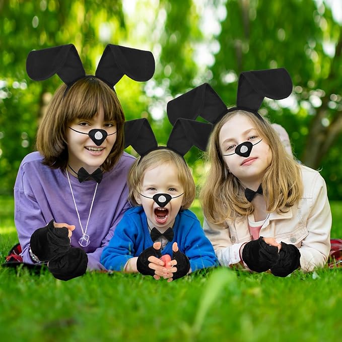 Syhood Puppy Dog Costume Set Ears Headband Bowtie Nose Tail Paw Gloves Accessories for Carnival