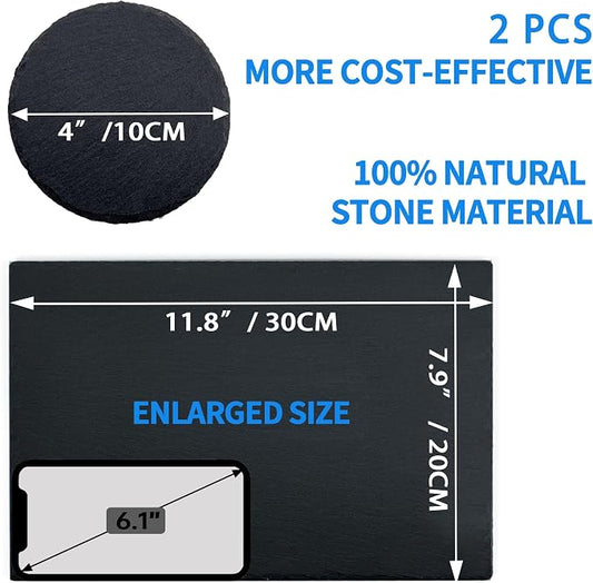 2 Pack Reptile Basking Platform 11.8 × 7.9" + 4", Reptile Slate, Basking Rock, Slate Tiles Rocks for Reptiles,Terrarium Bowls for Bearded Dragon Tortoise Turtle Ball Python Snake Lizard Gecko