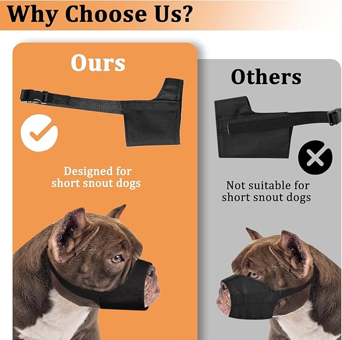 Mayerzon Pitbull Muzzle, Soft Muzzle for American Bully Bulldog Boxers Rottweilers, Anti Fierce Barking Biting Chewing Mouth Guard for Medium Large Short Snout Dogs in Grooming Walking Vet Visits