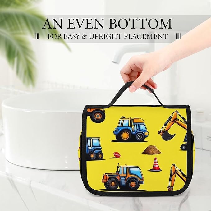Travel Toiletry Bag Hanging Hook Toiletry Bag Cute Truck Construction Essentials for Women & Men Makeup Bags