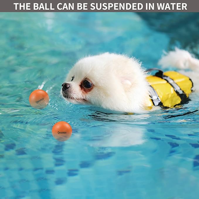 Dog Balls Indestructible,Solid Rubber Bouncy for Dogs Aggressive Chewers Small Breed,Non-Toxic&Floating&High Elasticity,Durable Fetch Ball Small to Chew,Play and Training, Orange, 2 In(5cm)
