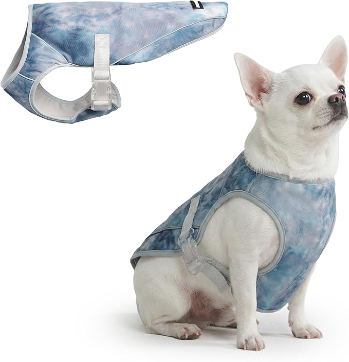 Spark Paws Dog Cooling Vest - SPF 50 UV Sun Protection - Summer Heat Relief Gear for Dogs, Lightweight, Evaporative Cooling - Dog Anxiety Relief Vest During Hot Days - Ice Blue, Medium