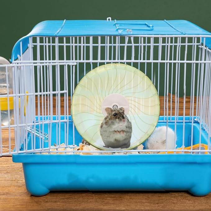 BESPORTBLE Silent Hamster Wheel with Double Bearings, 14-inch Transparent Green Running Wheel for Guinea Pigs, Gerbils, and Small Animals Exercise