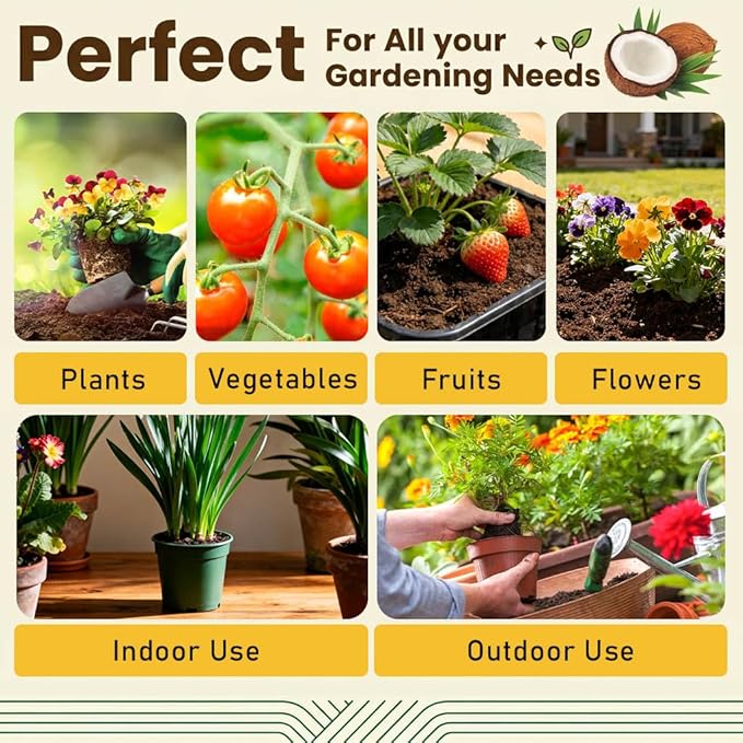 Halatool 10-Pack Coco Coir Bricks, Organic Coconut Coir Soil for Plants, Gradening, Seed Starter, Potting Mix, Reptile Substrate, 72 Quart Expanding Soil