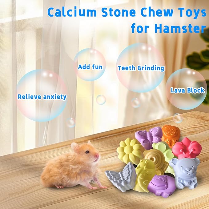 Hamiledyi 10 Pieces Hamster Teeth Grinding Lava Block Calcium Stone Chew Toys for Chinchillas Rabbits Gerbil Guinea Pig Syrian Hamster Squirrel Ferret