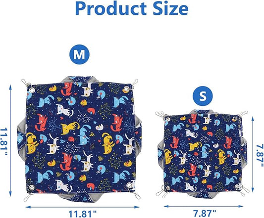 Litewoo Rat Ferret Hammock Hanging Small Animal Hammock Toy Warm Pet Bunk Bed Cage Accessories for Small Animals Ferret Guinea Pig Chinchilla Sugar Glider Hamster Squirrel Bird (Blue CAT,Medium)