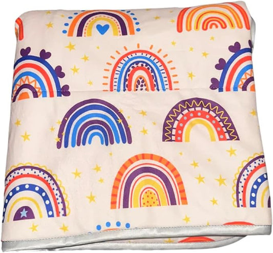 Tater Pets Guinea Pig Fleece Cage Liner - Tidy Mat - Lap Pad - Corner Pad - Absorbent - Machine Washable - for Guinea Pigs and Hedgehogs (Midwest (Fits 24"x47" or 48"), Rainbows)