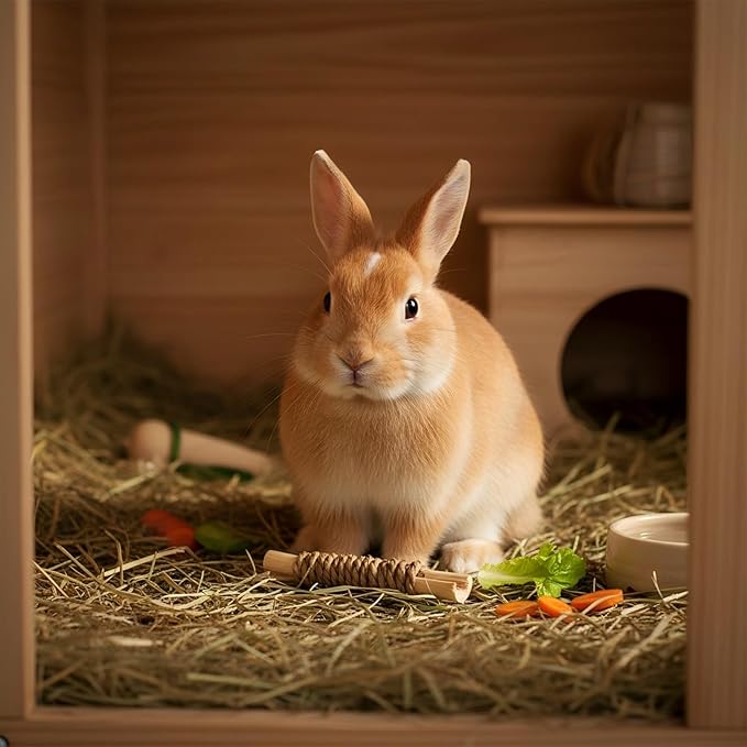 15pcs Rabbits Chew Toy,Natural Seagrass Sweet Bamboo Chew Stick for Small Animals,Bunny Cage Chew Enrichment Toys and Treats for Guinea Pigs Chinchillas Hamsters Rats