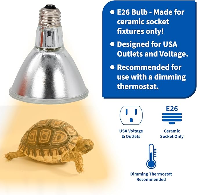 Pangea 50W Halogen Heat Lamp for Reptiles - Warming UVA and Infrared Light for Turtles, Tortoises, Bearded Dragons - Heating Bulb Terrarium Accessories, Designed for Ceramic Sockets (50 Watt)