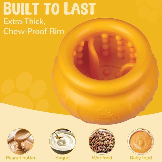 Wobbly Dog Enrichment Lick Toy, Stuffable Frozen Lick Bowl to Keep Dogs Busy, Long-Lasting Interactive Treat Dispensing Dog Toy, Silicone Fetch Catch Chew Toy(Orange,M)
