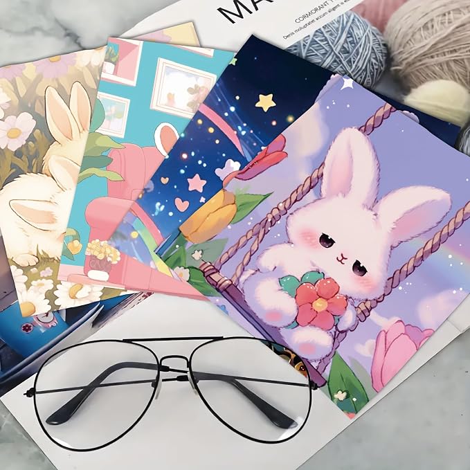 CREATCABIN 6Pcs Glasses Cleaning Cloth Eyeglass Cleaner Cloth Lens Wipes for Cleaning Eyeglasses Reusable Multicolor Rabbit Soft Microfiber for Camera Laptops Screens Cell Phone 6x6Inch