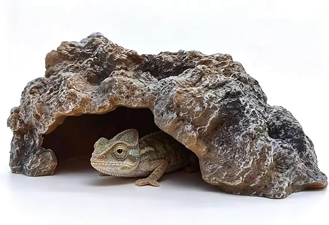 Reptile Hide Cave,Resin Rock Snake Hides for Ball Python, Leopard Gecko Hides, Reptile Tank Accessories for Bearded Dragon, Tarantula, Hermit Crab, Aquarium Cave for Fish Tank Rocks, Terrarium Decor