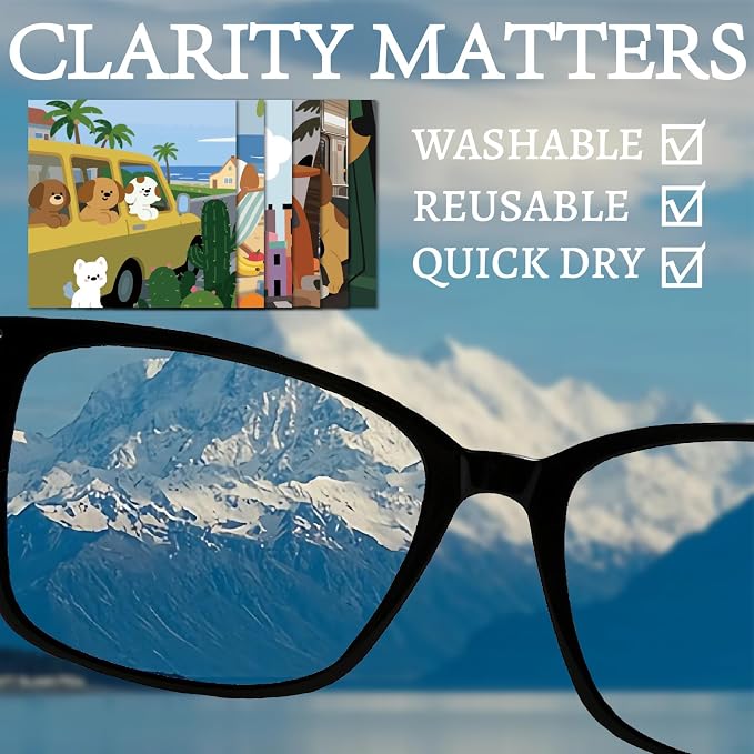 CREATCABIN 6Pcs Dog Glasses Cleaning Cloth Microfiber Cleaning Cloths Reusable Thicken Soft Multicolor Eyeglasses Cleaner Wipes Washable for Eyeglasses Camera Lens Laptops Screens Cell 6 x 6 Inch