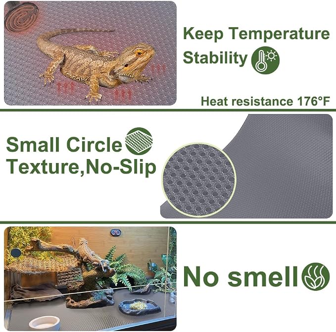 24 × 118" Large Reptile Carpet,Bearded Dragon Tank Accessories,Reptile Mat, Leopard Gecko Substrate,Bearded Dragon Tank Flooring,Snake,Tortoise Bedding(24 "× 118 ", 1 PCS Grey Thicker Mat)