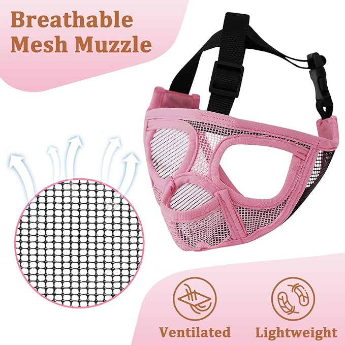 Mayerzon Short Snout Dog Muzzle for French Bulldog with Full Pant Design to Prevent Eating Biting, Soft Mesh Dog Muzzle for Shih Tzu Pug English Bulldog for Grooming Walking, Allow to Drink and Feed