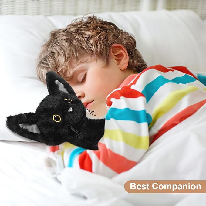 SuzziPals Coolable & Heatable Cat Stuffed Animals, Microwavable Heating Pad for Period Discomfort, Lavender Scent Cat Plush, Black Cat Plush Gift for Kids & Aldults