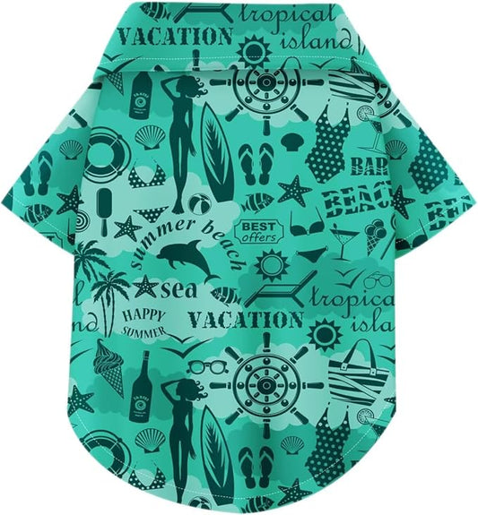 Hawaiian Dog Shirt – Lightweight and Breathable Summer T-Shirt with Tropical Prints, Fun Beach Outfit for Small, Medium, and Large Dogs, Perfect for Hot Days and Outdoor Vacation.Beach XXL