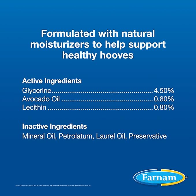 Farnam Horseshoer's Secret Deep-Penetrating Hoof Oil for Horses,Conditions Dry Hooves and Prevents Cracks,Splits and Contracted Heels,Contains Avocado Oil,32 Oz.,(Pack of 2)