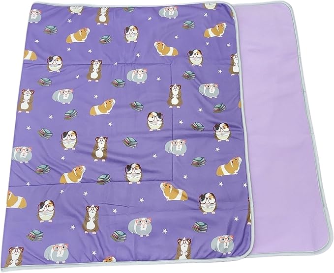 Tater Pets Guinea Pig Fleece Cage Liner - Tidy Mat - Lap Pad - Corner Pad - Absorbent - Machine Washable - for Guinea Pigs and Hedgehogs (30"x18", Smart Piggies)
