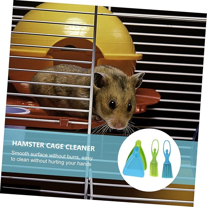 NOLITOY 2sets Mini Broom Dustpan Hamster Cage Cleaning Tool Pet Care Gadget Easy Storage for Cats Rabbits Hamsters Random Color