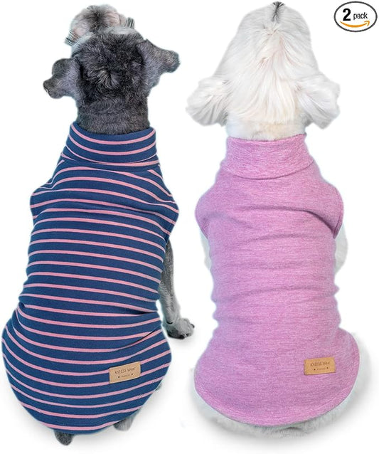 KYEESE 2Pack Dog Sweater Pet Coat Turtleneck Stretchy Dogs Clothes Super Soft Dog Sweaters for Small Dogs Girl Puppy in Sleeveless Design Pet Fleece Vest, Purple,S