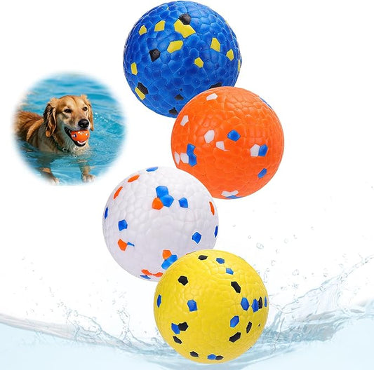 Mity rain 4PCS Floating Dog Toys –E-TPU Water Pool Fetching Toy for Small Medium Large Pet, Ball Shape Indestructible Interactive Dog Chew Toys for Summer Outdoor Training Fun