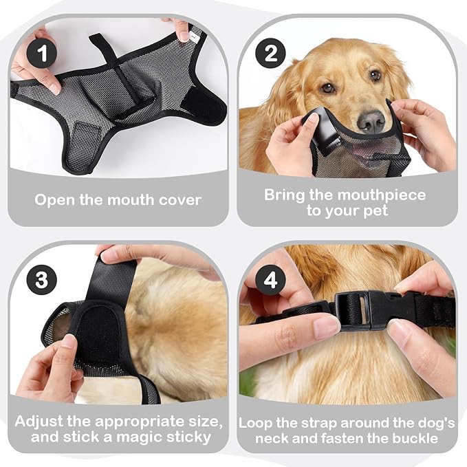 Dog Muzzle, Soft Air Mesh Muzzles for Medium Sized Dogs, Breathable Dog Mussels for Scavenging Biting Licking & Barking, Adjustable Mouth Guard with Front Opening, Allows Panting and Drinking(Black,M)