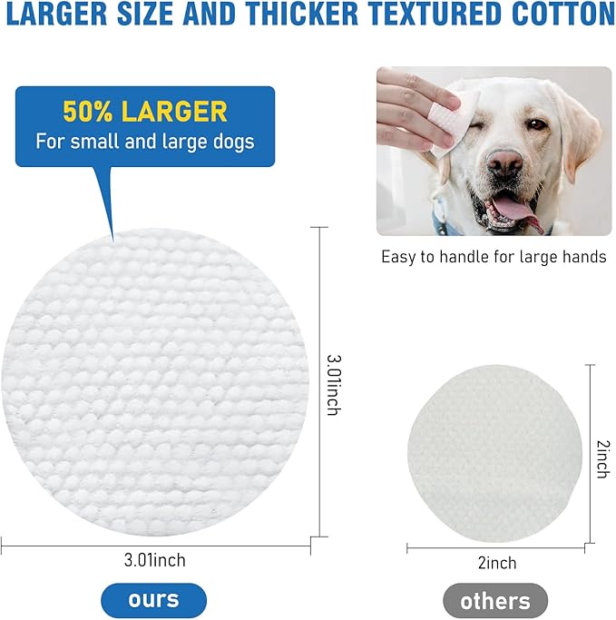Dog Eye Wipes, Tear Stain Wipes for Dogs, Big & Thick Cat Eye Wipes for Dogs, Mild Ingredient,Texturized & Presoaked Pet Eye Cleaner Pad for Discharge Crust Booger,100 Ct, Coconut Scent