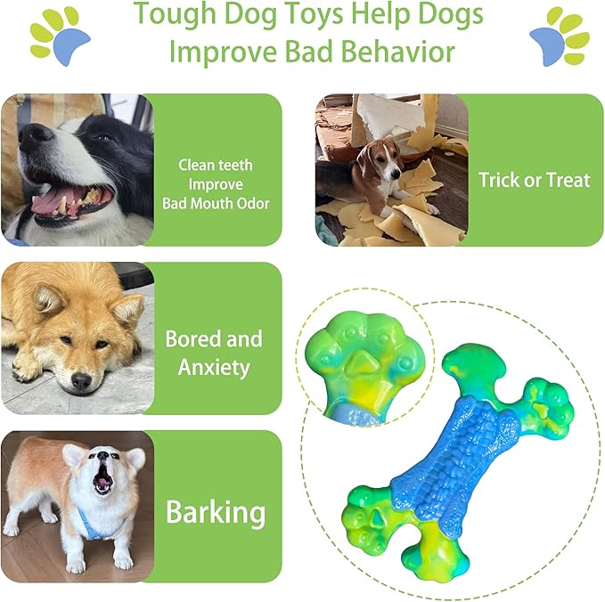 Tough Dog Toys for Aggressive Chewers, Dog Chew Bone,Indestructible Chew Toys for Medium Large Breed, Nylon Durable Chew Toy for Teeth Cleaning,Training,Bacon Flavor