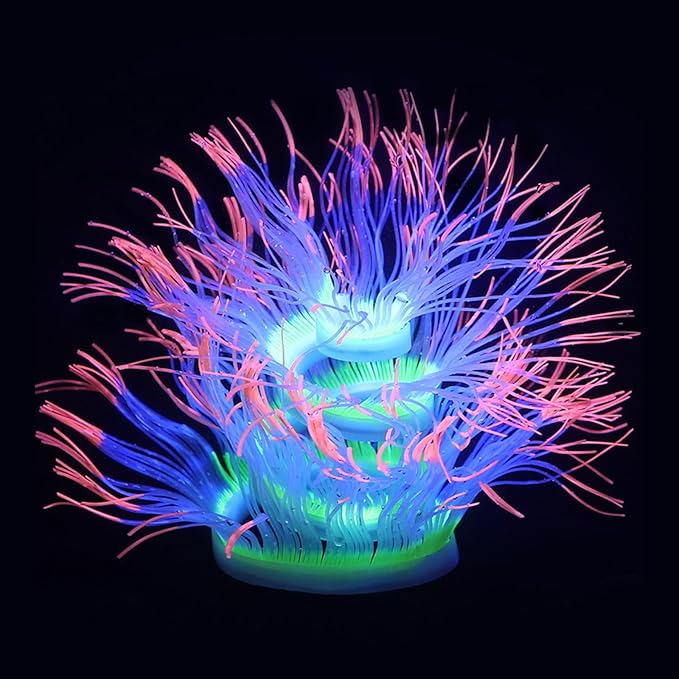 WishLotus Fish Tank Coral Ornaments, Artificial Soft Silicone Aquarium Coral Decorations Colorful Lifelike Glowing Fish Tank Decorations Accessories for Aquarium Landscaping (Orange)