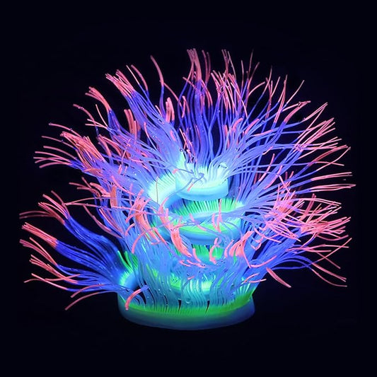 WishLotus Fish Tank Coral Ornaments, Artificial Soft Silicone Aquarium Coral Decorations Colorful Lifelike Glowing Fish Tank Decorations Accessories for Aquarium Landscaping (Orange)