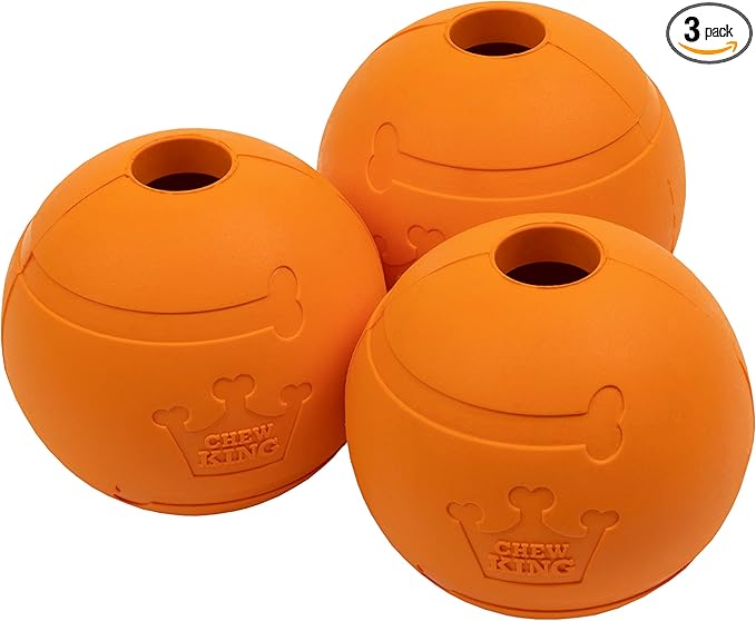 Chew King Dog 2.5 Inch Bacon Flavor Rubber Balls 3 Pack Large Breeds