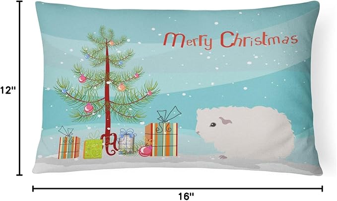 Caroline's Treasures CK4442PW1216 Merino Guinea Pig Merry Christmas Canvas Fabric Decorative Pillow Machine Washable, Indoor Outdoor Decorative Pillow for Couch, Bed or Patio, 12HX16W