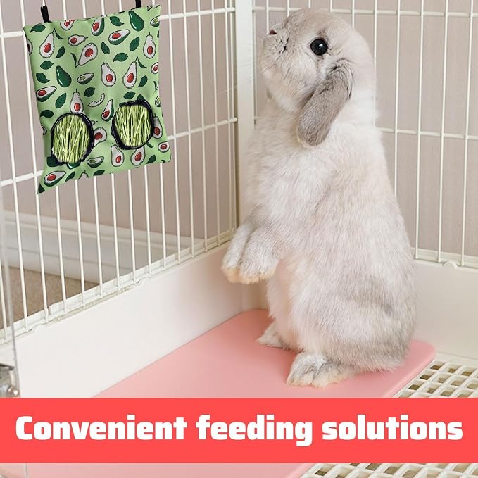 Rabbit Hay Feeder,2 PCS Guinea Hay Feeder Hay Feeder Rabbit,Hanging Hay Bags with Storage Pouch,Rabbit Hay Rack,for Guinea Pigs, Bunnies, Chinchillas, and Hamsters