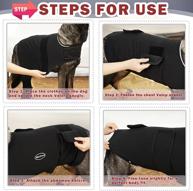 Meifsou Dog Anxiety Vest, Skin-Friendly Thunder Jacket for Dogs, Dog Calming Shirt for Thunder, Fireworks, Vet Visits and Separation - Keep Pet Calm Without Medicine, Fit for Small Medium Large Dogs
