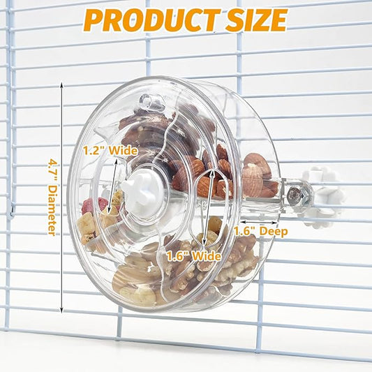 VCEPJH Rat Foraging Toy Interactive Slow Feeder with Transparent Rotating Treat Dispenser Wheel for Enrichment Activities Pet Rat Cage Accessories Ideal for Syrian Hamster Gerbil Mice (White)